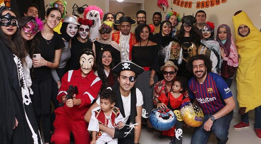 Pharos Solutions team celebrating Halloween together at Egypt office